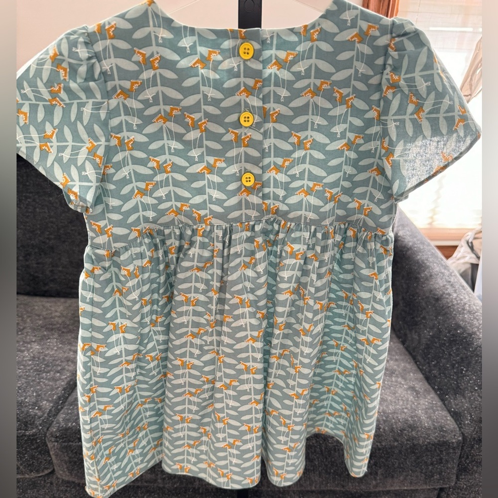 NWOT Little Moony 3-4Y Cotton Dress with Tulip Sleeves and Bow - Picture 10 of 13
